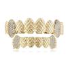 Vendita Calda di Fabbrica Argento Oro Colore Metallico Placcatura Ottone con Zirconi Pieni Bling Otto Pezzi Denti Appuntiti Hip Hop Grillz