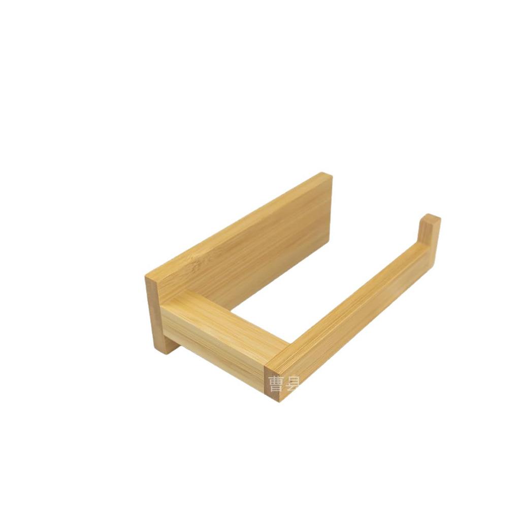 Bamboo Toilet Paper Holder Wooden Self-adhesive Roll Holder Toilet Bathroom Roll Holder Bathroom Towel Rack