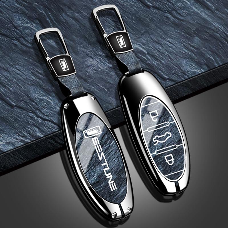 

New Fashion Car Key Case Cover For Faw Bestune T77 T77Pro New B70 T55 T33 T99 Zinc Alloy Tpu Stone Pattern Keychain Accessories