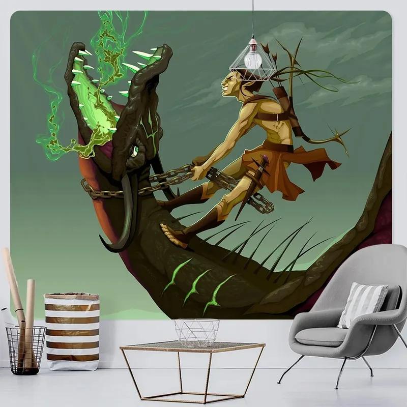 Древний гобелен с изображением дракона на поле битвы — фото 13