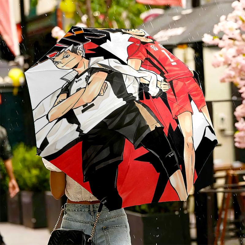 Haikyu Print Umbrella Automatic Opening/ Closing - Portable Foldable Design - Daily use for Travel/Outdoor - Gift for Birthday