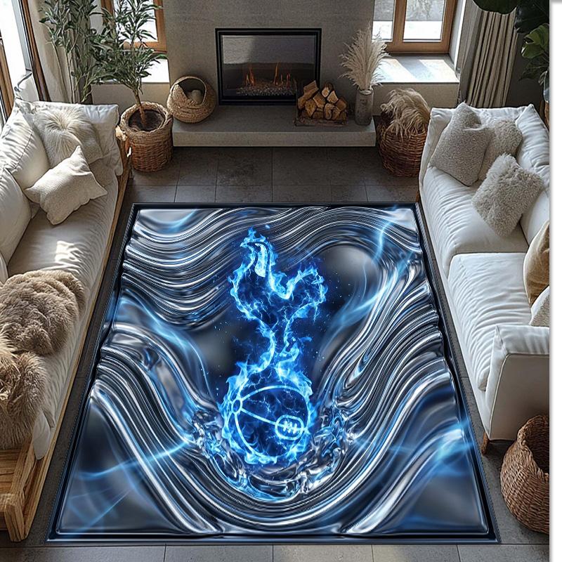 Tappeto in Flanella Stampato Tottenham Hotspur Antiscivolo Morbido Poliestere Tappeto per Pavimento Tappetino Decorativo per Interni per Camera da Letto Soggiorno Divano