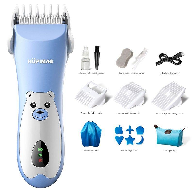 

German Baby Hair Clipper Ultra-Quiet Hair Trimmer for Newborns and Young Children, Specialized Electric Clipper for Baby Hair Cutting and Trimming [Blue Bear]