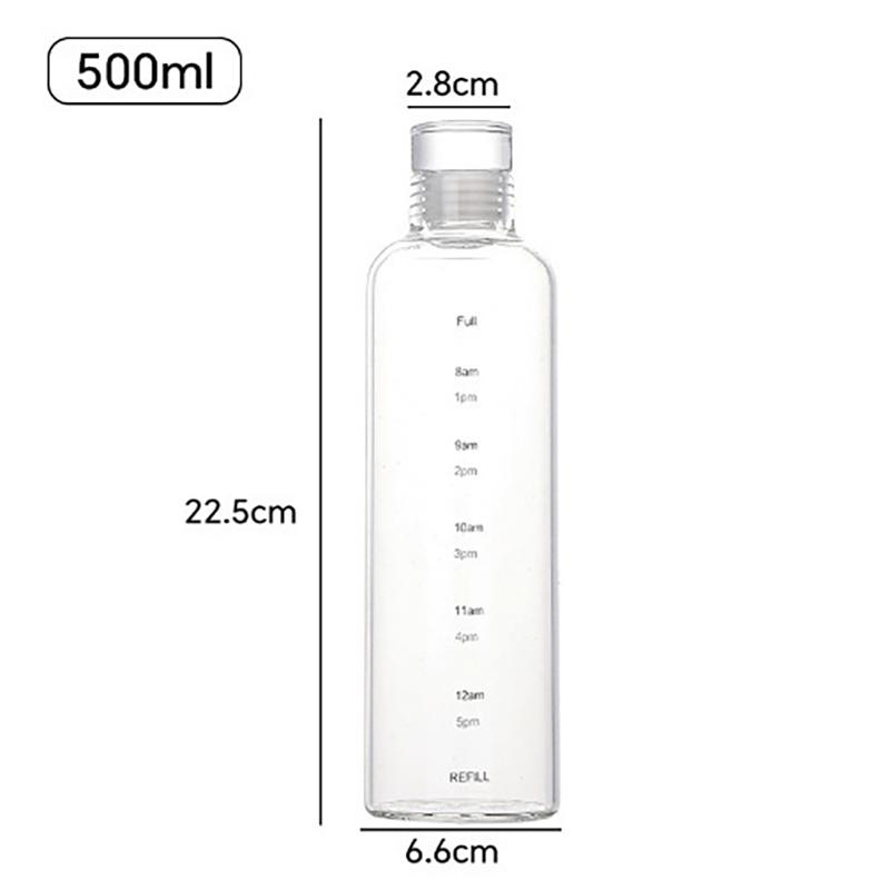 High-Temp Resistant Borosilicate Glass Drink Bottle Graduated Water Cup For Daily Hydration