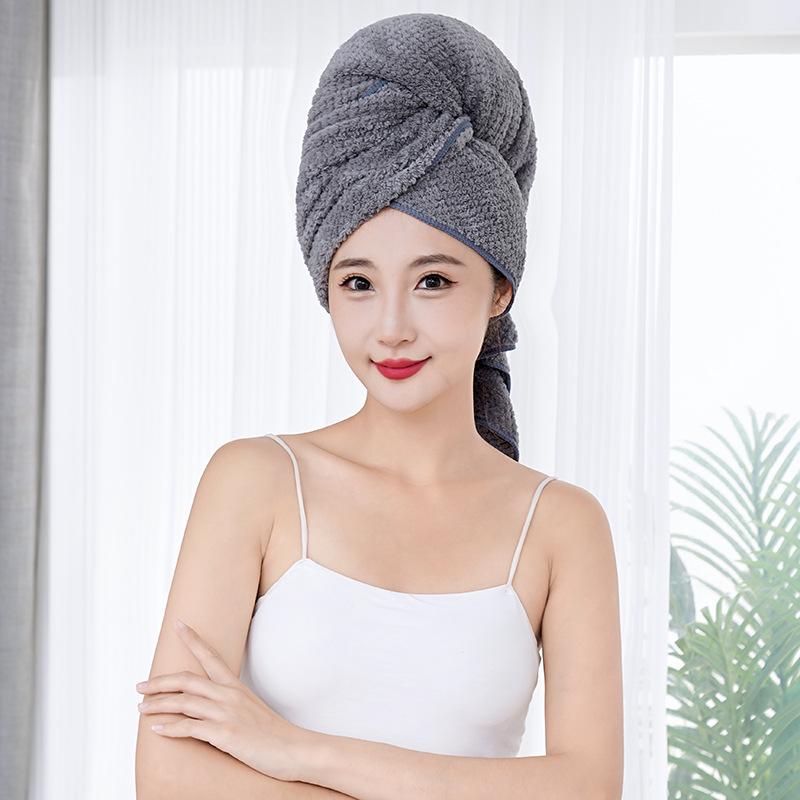 

Large Women s Coral Fleece Headscarf with Elastic Band, Quick-Drying Absorbent Hair Towel 60x100 cm