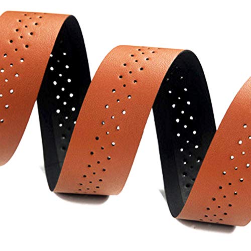 Bicycle Handlebar Strap, Cycling Road Race PU Leather, Textured Punch Strap, Cycling Gear, Accessories, Brown