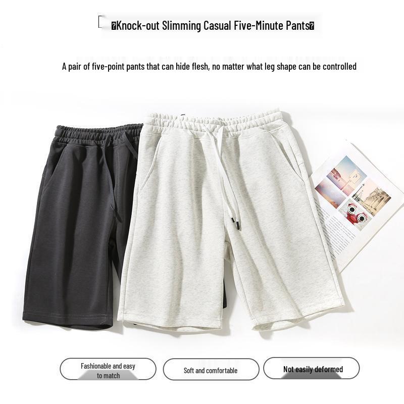 Unisex Hong Kong Style Cotton Blend Casual Sports Shorts, Plus Size, Summer Trend