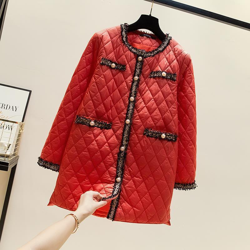 cotton-padded women's medium and long loose cotton-padded clothes, new fat sister large-size women's jackets, autumn and winter