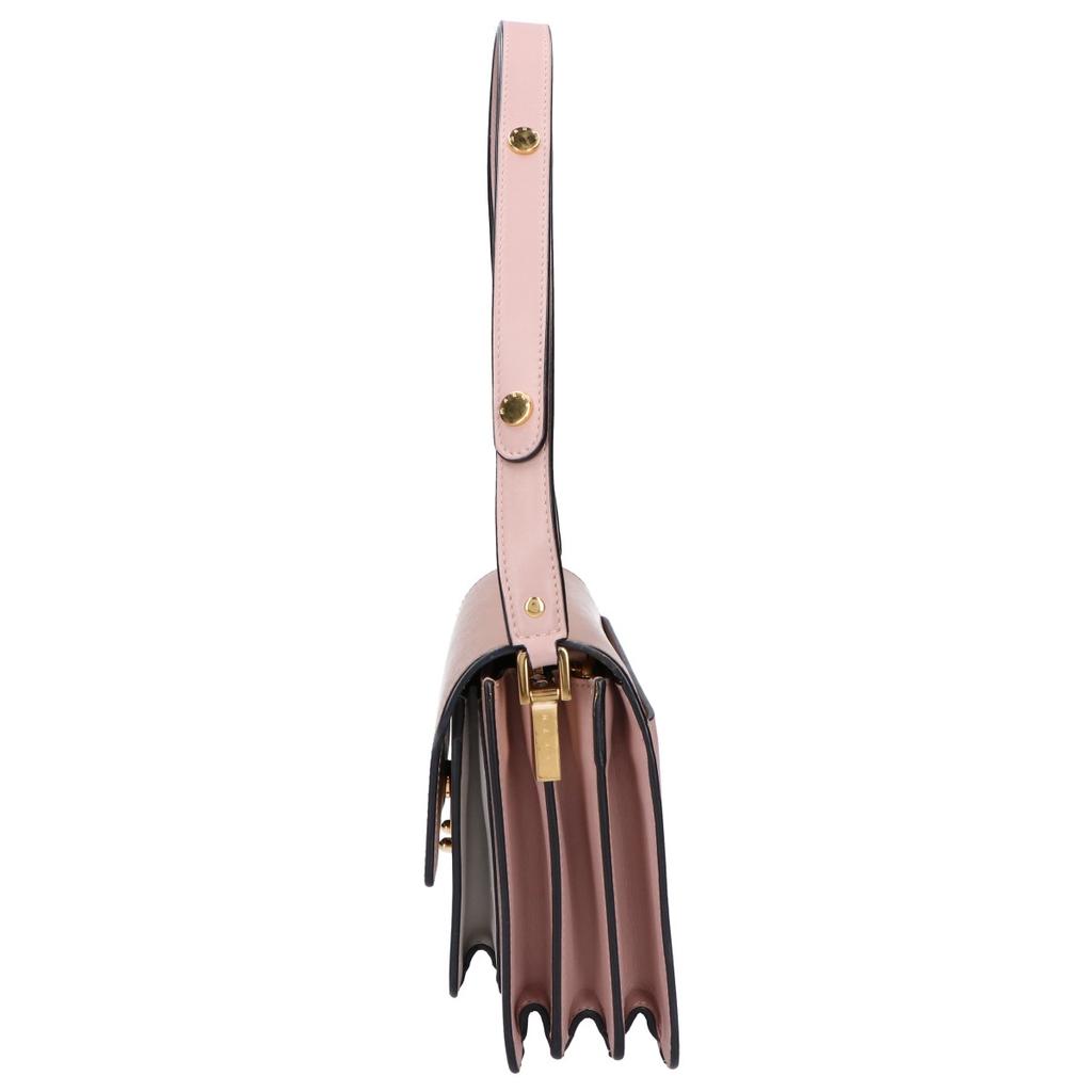 MARNI TRUNK Medium Calfskin Bi-Color Leather 2-Way Shoulder bag Brown / pink beigeUsed