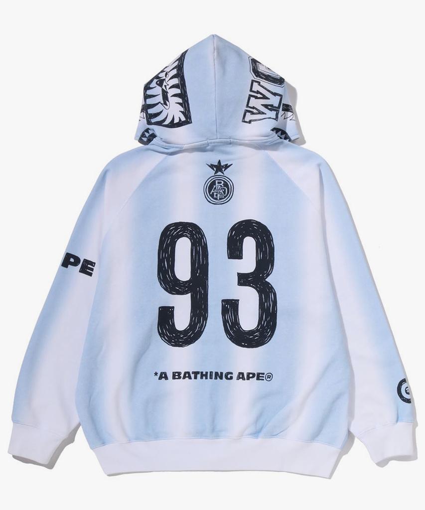 Bape Hand Draw Football Shark Relaxed Fit Full Zip Hoodie (M) White