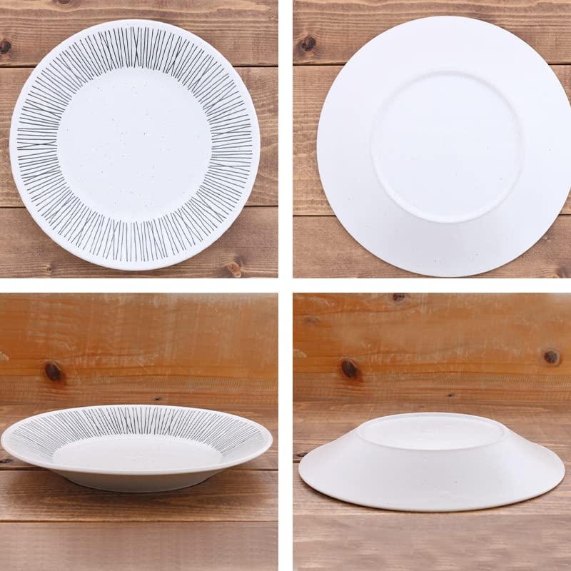 EAST table Pastacurryteller 21cm Randdraht Weiß Hergestellt in Japan Großer Teller Tiefer Teller Spülmaschinenfest Mikrowellengeeignet 111-004-01
