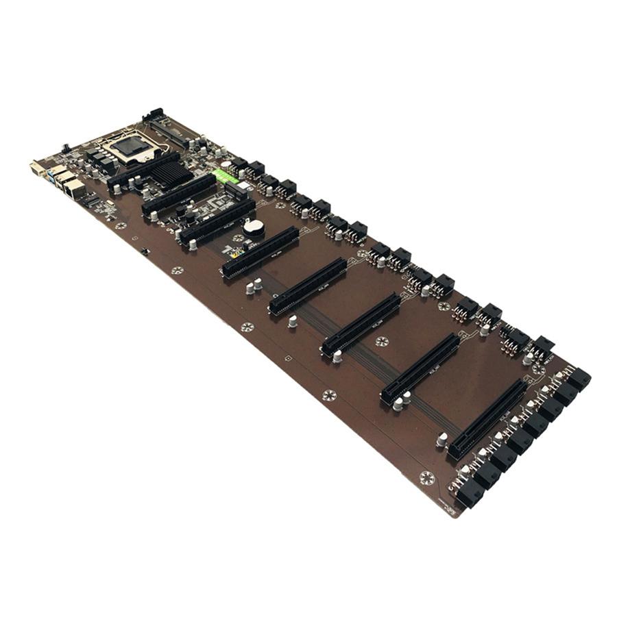 Newest Stable 8GPU Mining Motherboard Support 8 PCI-E+ Video Cards BTC ETH ZEC Mining