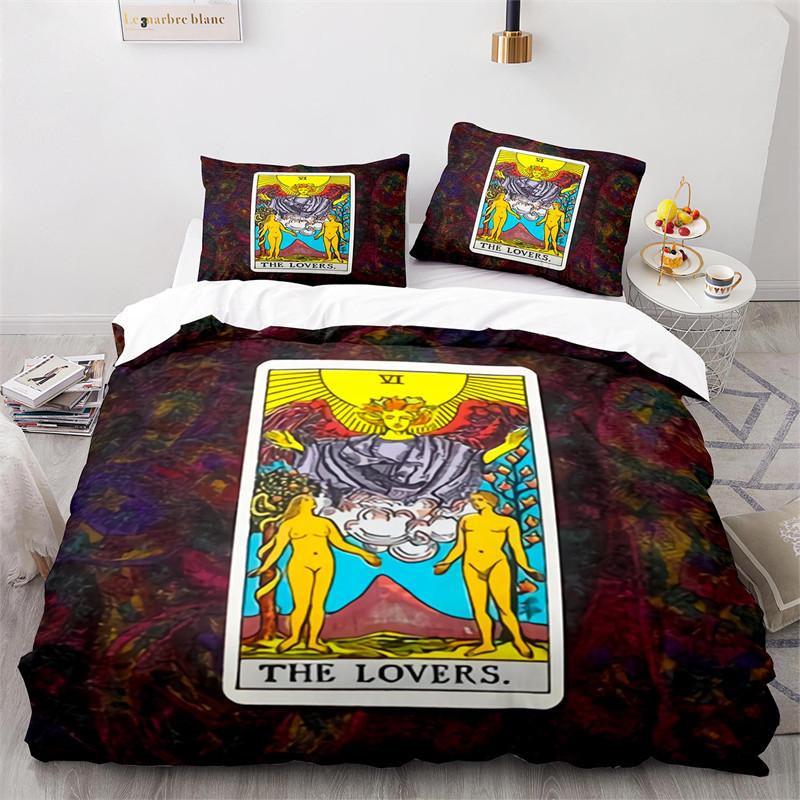 Boho Sun And Moon Duvet Cover Mysterious Astrology Bedding Set Microfiber Witch Wiccan Fortune-Telling Tarot Cards Quilt Cover