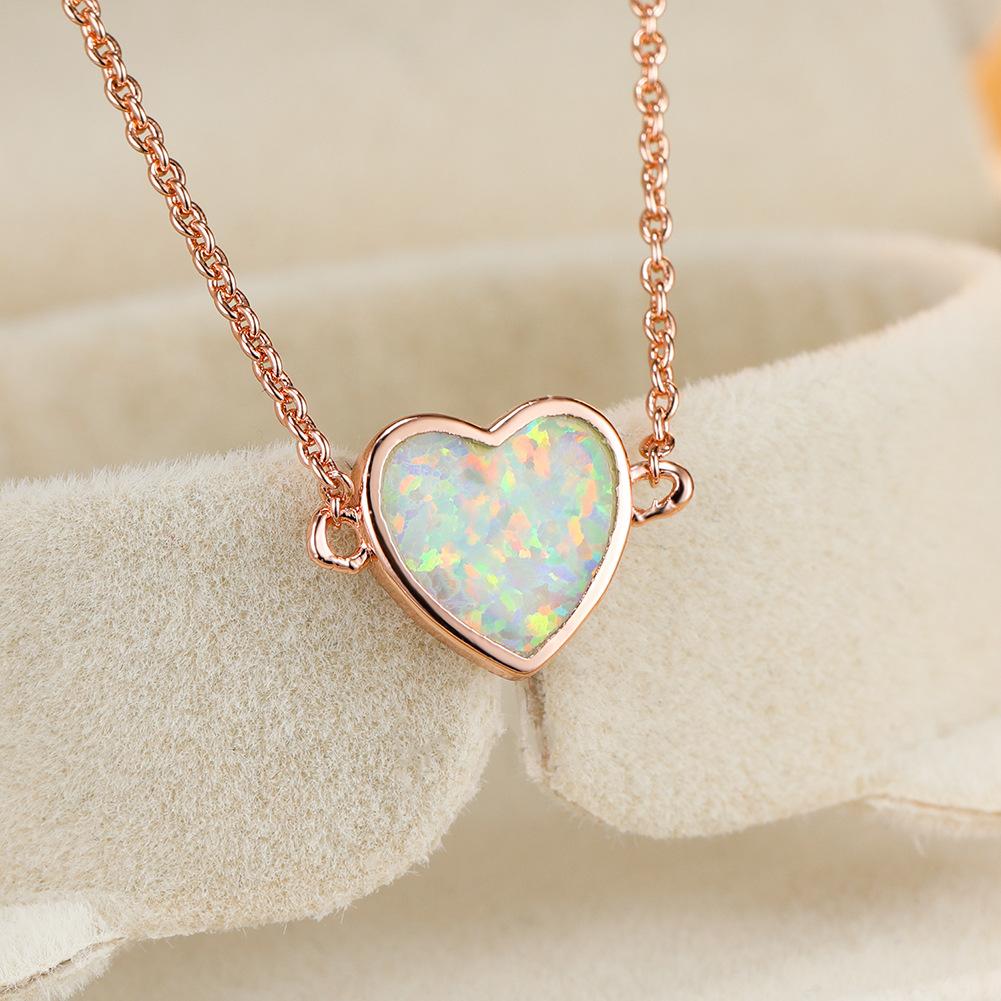 French Rose Gold Heart Shaped Necklace with European and American Style Simple and Fashionable Temperament