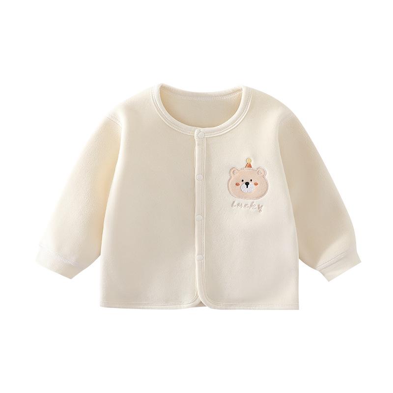 Verdickte Baby-Fleece-Strickjacke für Kleinkinder - Warmes Korallfarbenes Fleece-Oberteil für Jungen und Mädchen
