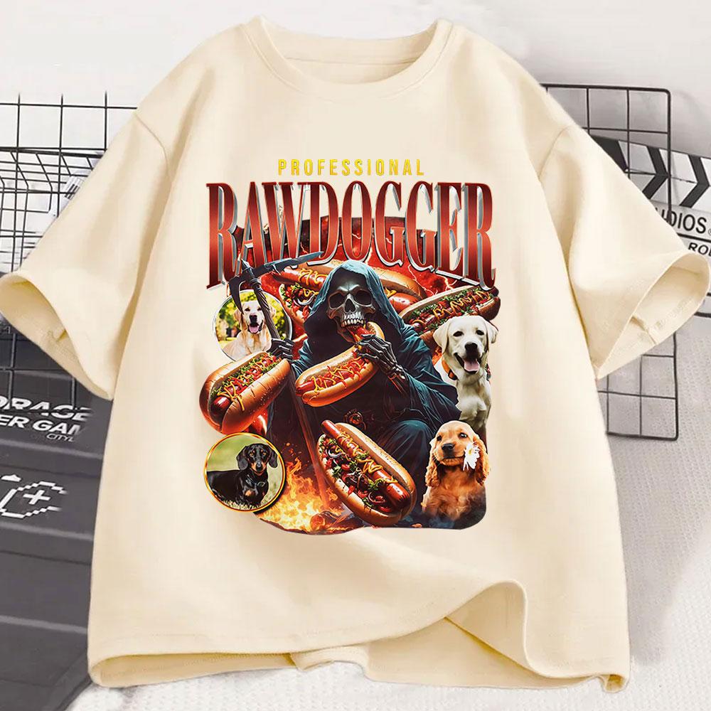 

Professional Rawdogger Funny Meme Hot Dog Skeleton Graphic T Shirt Gothic Men Women Cotton Oversized Short Sleeve Tshirt Tops 4XL