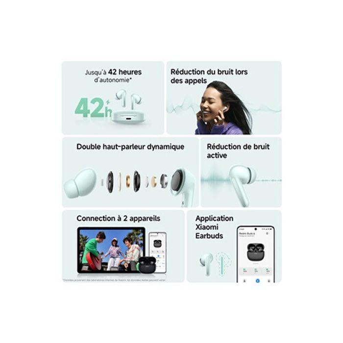 Écouteurs sans fil - redmi - buds 6 - réduction active du bruit - autonomie 42h - son 360°