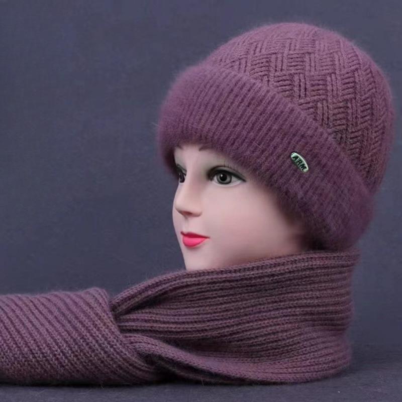 Winter New Middle Aged and Elderly Women's Velvet Thickened Old Lady's Woolen Hat To Keep Warm and Ear Protecting Knitted Hat