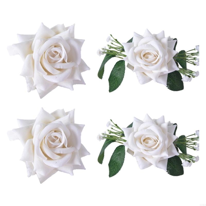 62KD Dekorative Rosenblumen-Raffhalter-Clips für Wohnzimmer Schlafzimmer 4er-Set
