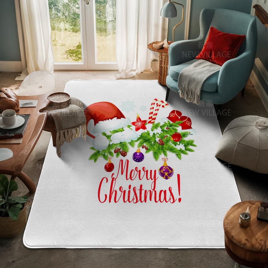 House Entrance Carpet Home Door Mat Living Room Bath Foot Bathroom Non-slip Water Absorption Rugs Bath Merry Christmas Winter