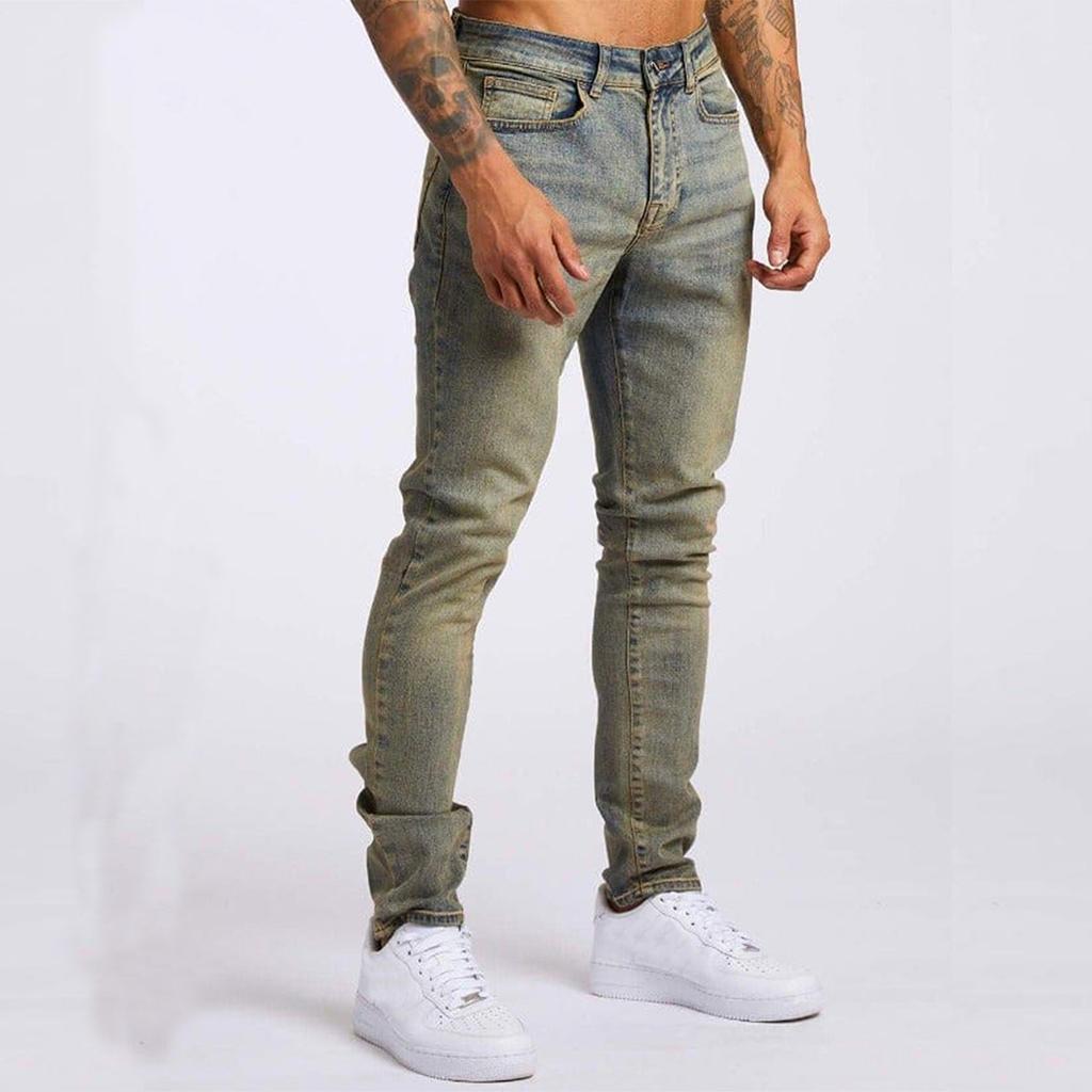New Denim Men's Pants Ins Trend Black Slim High-waisted Denim Leggings Male