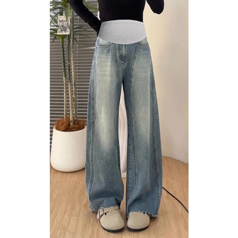 2025 Women s Wide-Leg Jeans: Spring/Summer Loose Slimming Straight-Leg Pants M синий