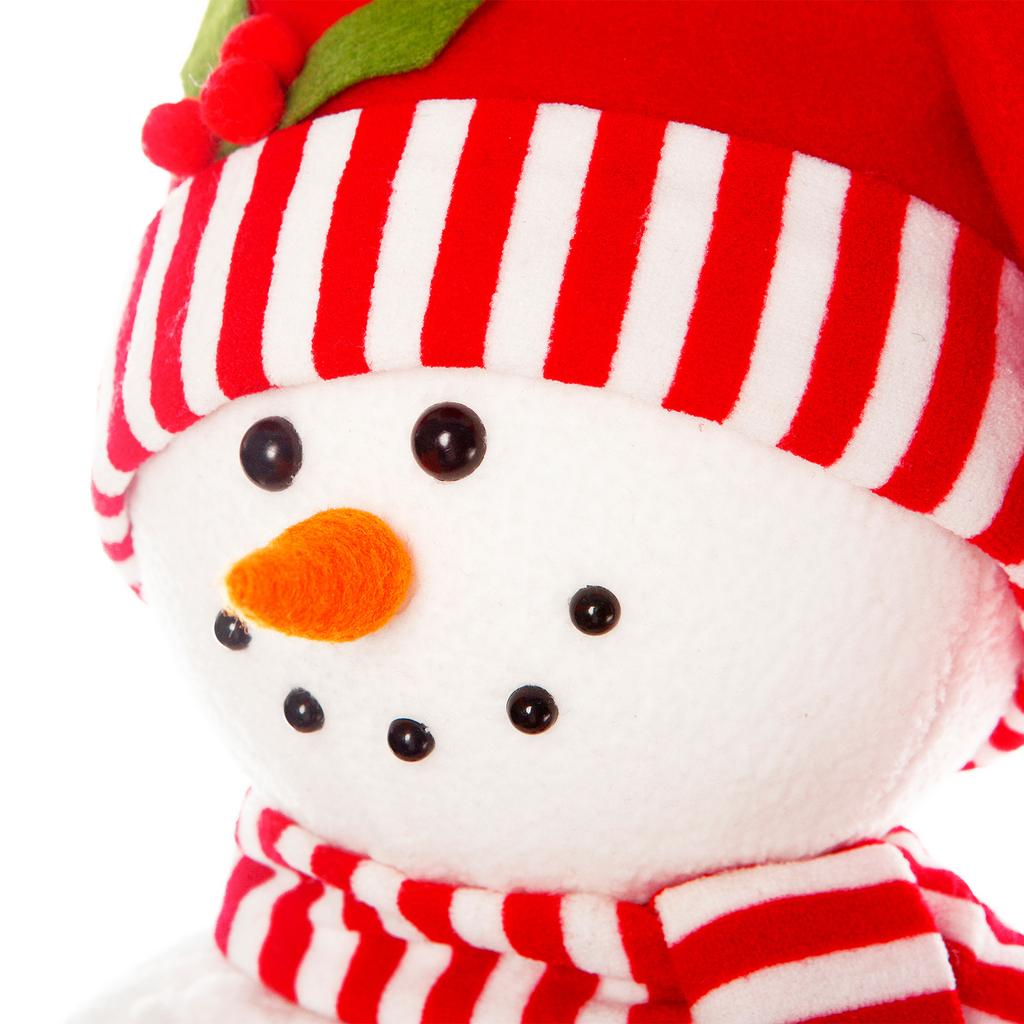 Christmas Red Christmas Hat Snowman Ornament, Christmas Retractable Standing Snowman Decoration Atmosphere Ornament