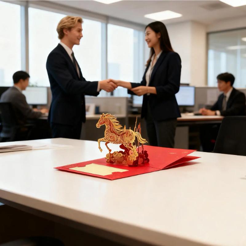 3D New Year Greeting Card For The Year Of The Horse 2026 Creative Blessing Commemorative Folding Card For Friends Chinese