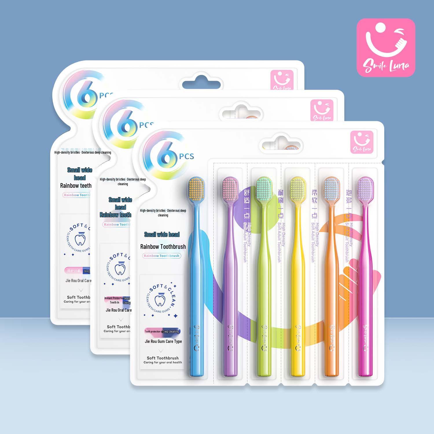Sam s Soft Bristle Gum Care Toothbrush Set - 6-Pack for Family & Travel