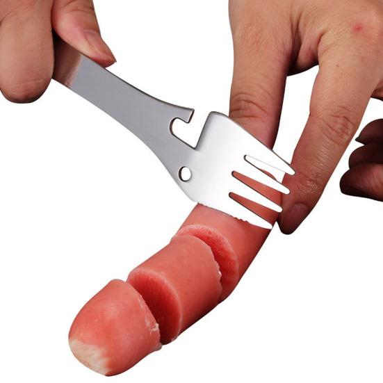 Stainless Steel k Mirror Surface 4-in-1 Food Grade Universal k Spoon Cutter Bottle Opener Camping Utensil Restaurant Supplies