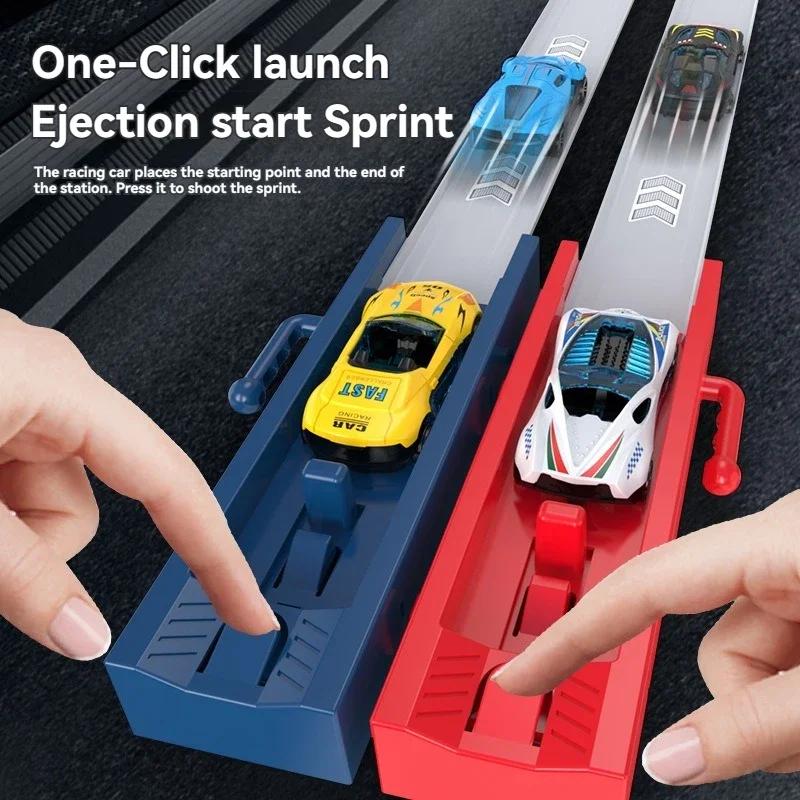 2/4/8 Cars Set Racing One-Click Catapult Track Kids Toys Multiplayer Roller Coaster Parent-Child Interaction Dual-Mode Gameplay