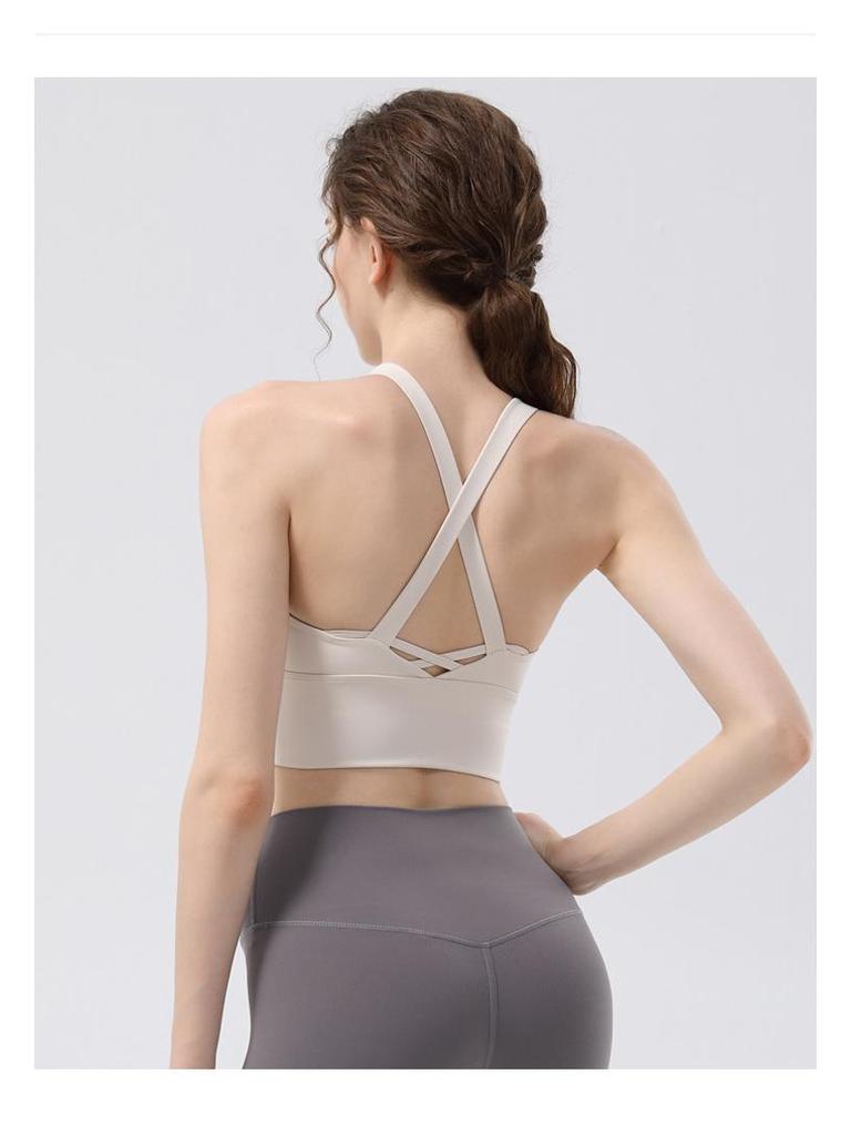 Nude Feeling Criss-Cross Sports Bra: Shockproof, High-Intensity Yoga & Running Fitness Vest