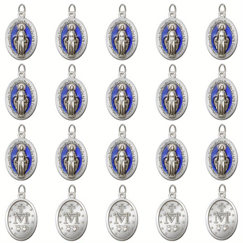 10 Colgantes de la Medalla Milagrosa Llavero Collar o Rosa Colgante Cristiano Católico Colgante de la Virgen con Anilla