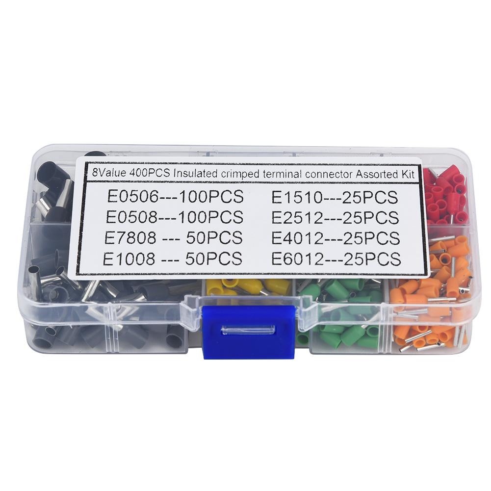 400 Pcs Crimp Terminal Tin Plated Copper with PVC Insulator Pin End Terminal Kit  less than br more than