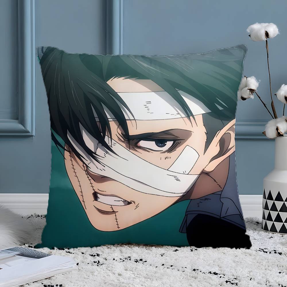 Anime Levi Ackerman Attack On Titan-T Pillow Case Silky Elegant Comfort Sofa Bed  Invisible Zipper Beach Pillowcase
