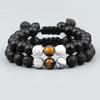 Armband mit Perlen, verstellbar, mit Tigerauge und vulkanischen Lavasteinen, 8 mm - Kreatives geflochtenes Handseil