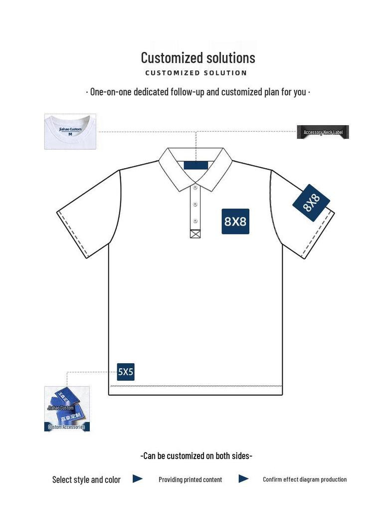 Antibacterial Mercerized Cotton Lapel Uniform Polo Shirt with Custom Logo Embroidery