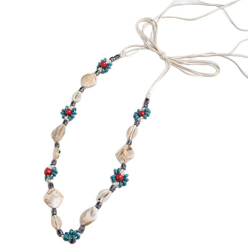Bohemian Ethnic Waist Rope Belt With Handcrafted Splicing And Tie Closure For Daily Casual Use