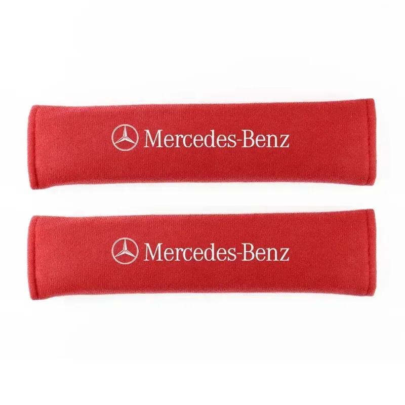WVOS1 2Pcs Seat Belt Cover Car Styling Cotton Safety Shoulder Protector For Mercedes Benz AMG W203 W206 W220 W205 212 Auto Accessories