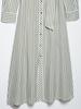 2025 Spring Women's European & American Striped Belted Midi Dress