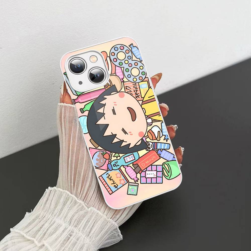 Catoon Chibi M-Maruko ChanS Tempered Glass For Iphone 14 13 12 11 Pro Mini XS MAX 14Plus X XS XR Fundas