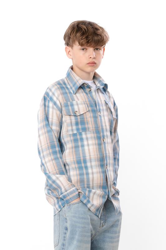 Kids Unisex Checkered Shirt In Plaid Pattern, Demi-season 6417-090 HC