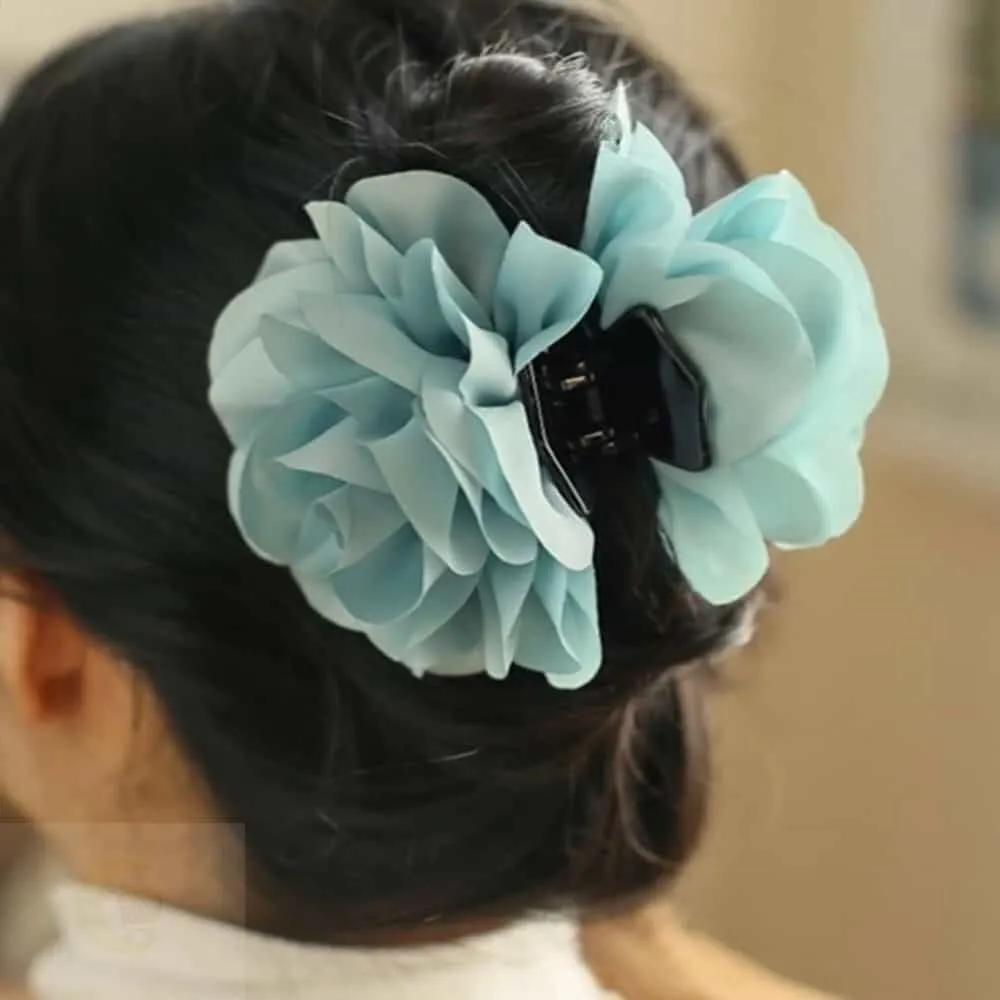 MOONH Half-updo Updo Hair Clip Chiffon Mint Flower Clip