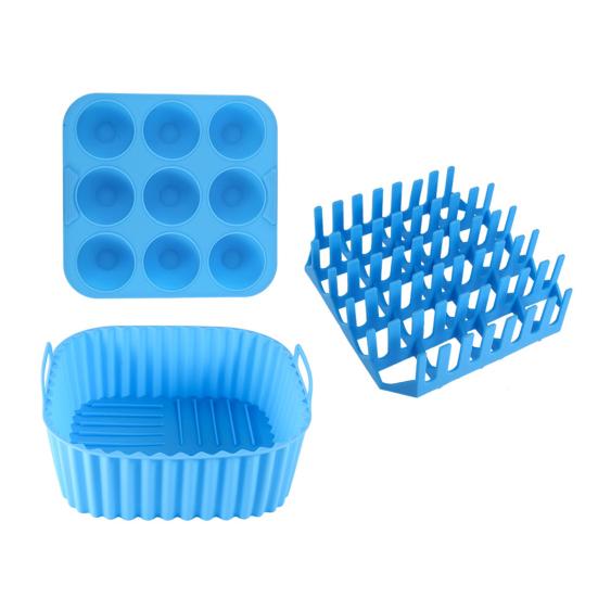 Air Fryer Silicone Basket Liners Large Square Oven Pan BBQ Grill Reusable Cake Molds for Hot Dogs Bacon Jelly