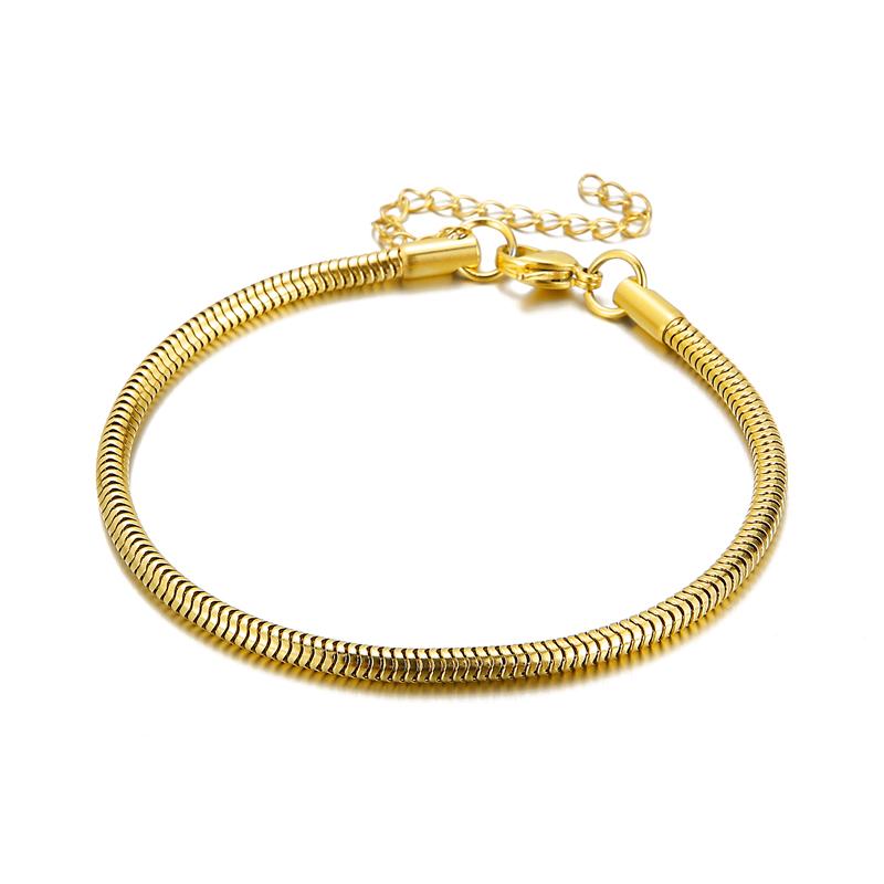 Kalen 3mm Snake Chain Bracelets Men's Women's Rock Cool Boys Girls Round Link Jewelry Fashion Trend Gold Color Accessories Gift