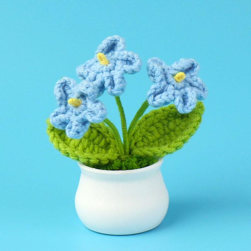 Hand-Knitted Wool Fake Flowers Set: Sunflower, Carnation, Tulip - Desktop Decor, Teacher/Student Gift, Everlasting Bouquet