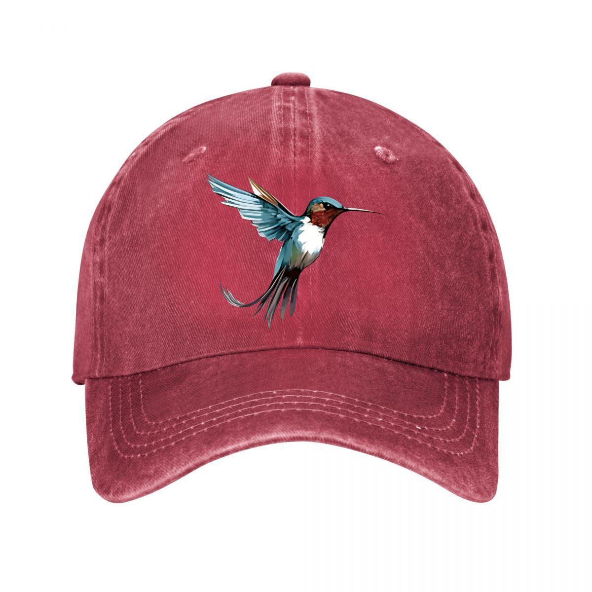 Hummingbird Graphic Cap New Vintage Washed Cotton Baseball Cap Parent Kids Sun Hats Adjustable