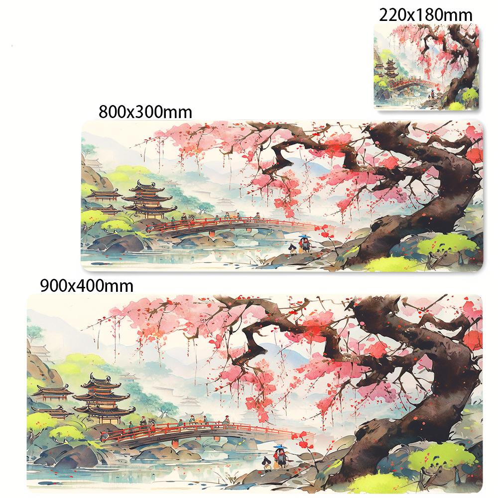 Green Cherry Blossoms Tree Desk Mat Natural Rubber Mouse Pad Large Game Playmat ESpirts Mousepad XXL Keyboard Mat For Ladies