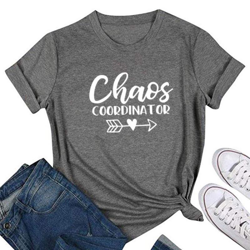 Women's Chaos COORDINATOR Letter Casual Short Sleeved T-shirt