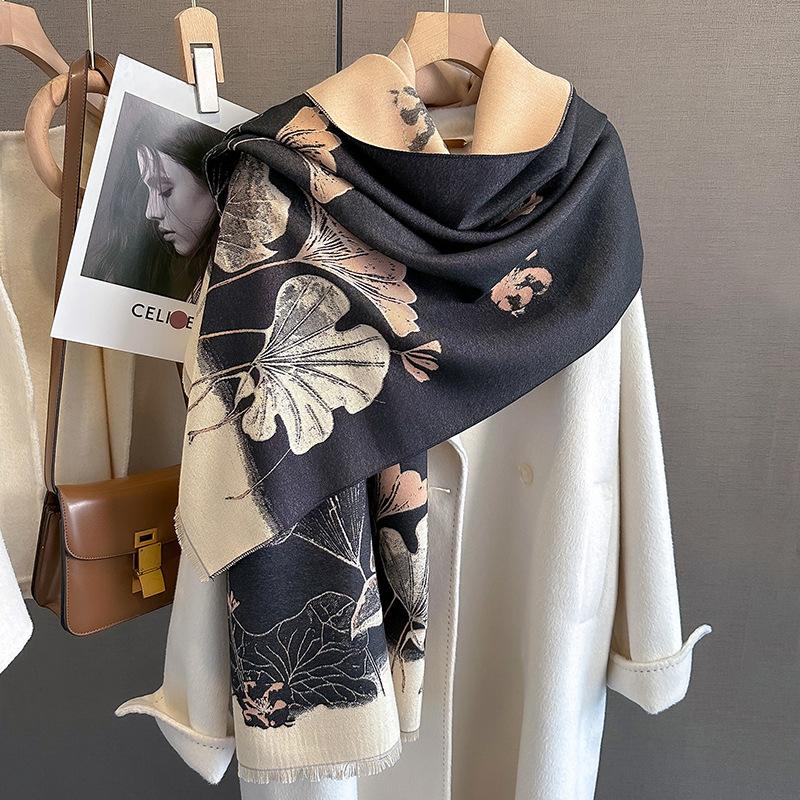 

Новый ретро-модный искусственный кашемировый шарф для женщин зимой, утолщенный и теплый для шеи, шаль двойного назначения снаружи 65*185cm